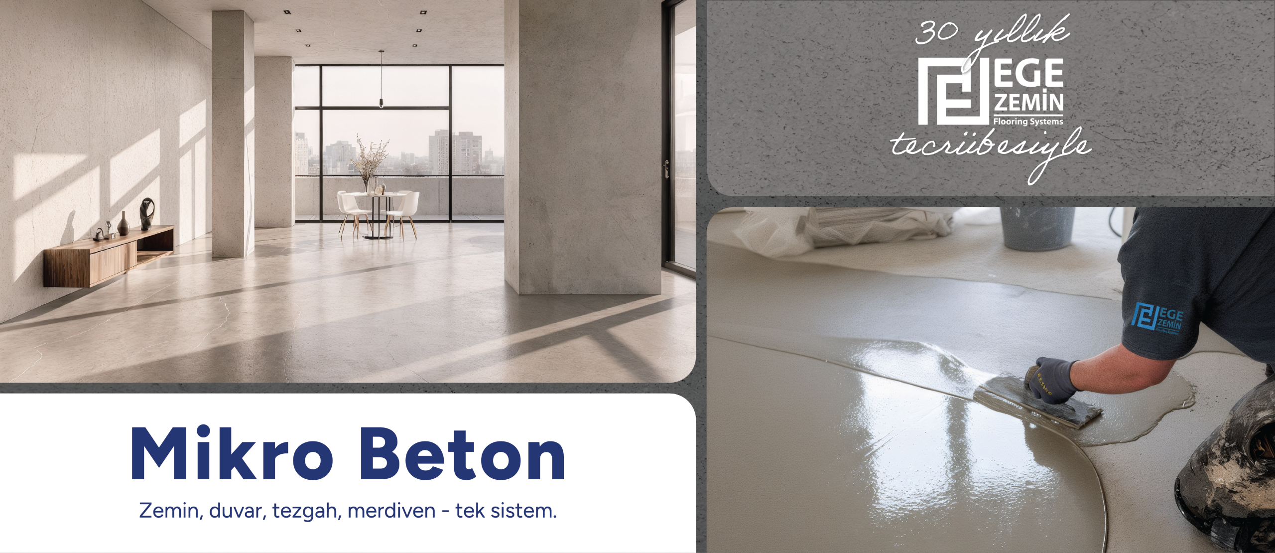Derzsiz mikro beton zemin ve modern iç mekân